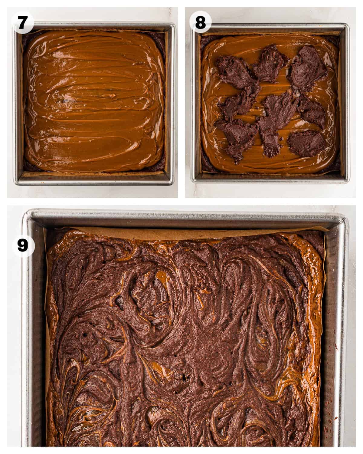 Making Mexican brownies swirled with dulce de leche.