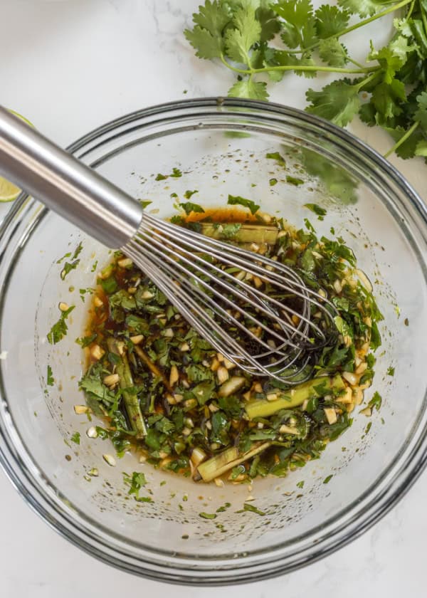 thai marinade in a glass bowl.
